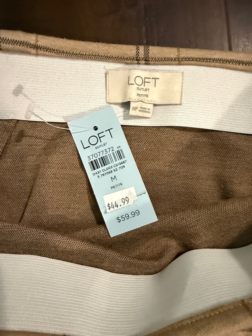 LOFT Cream Plaid Pencil Skirt with Gray Windowpane - Picture 2 of 2